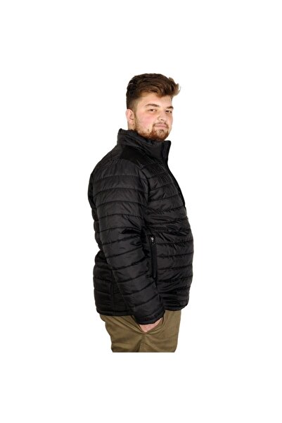 ModeXL Men's Coat Stand Collar Zippered Jesica 20577 Black