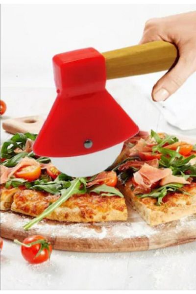 Enfa Bamboo Handle Axe Pizza Pastry Dough Cutter Slicer