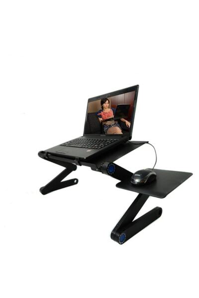 Genel Markalar Mouse Padli Çift Fanlı Laptop Sehpası Masası Fonksiyonel Porta...