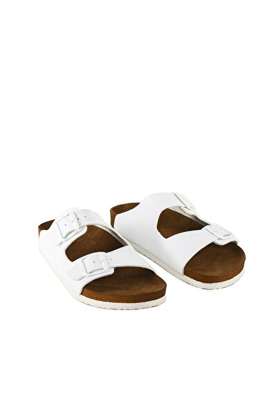 JustBow Λευκές παντόφλες Unisex