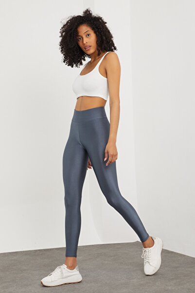 MRS.MODA Dámské antracitové lesklé disco punčocháče se stahováním v pase