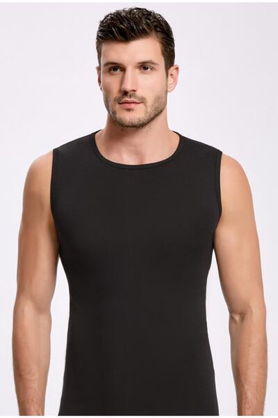 İLKE İÇ GİYİM Men's Black Crew Neck Badi Athlete Set of 6
