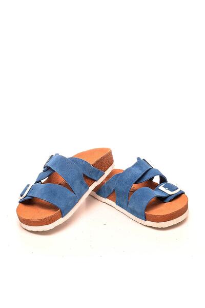 Moosefield Сині жіночі капці з натуральної шкіри