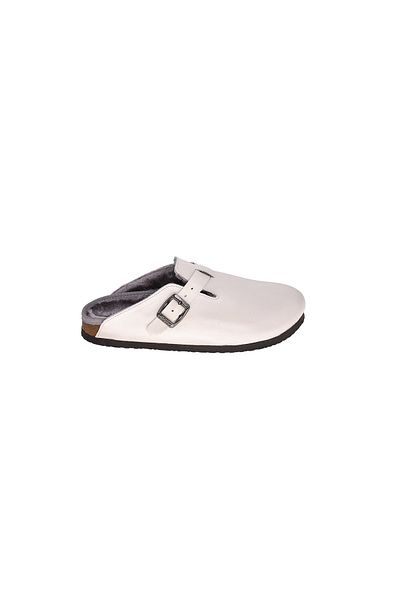 Moosefield Papuci cu blană din piele naturală de culoare crem