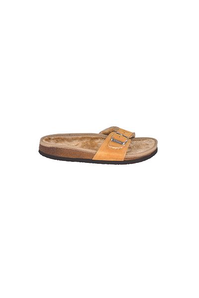 Moosefield Tan Furry Genuine Leather Slippers
