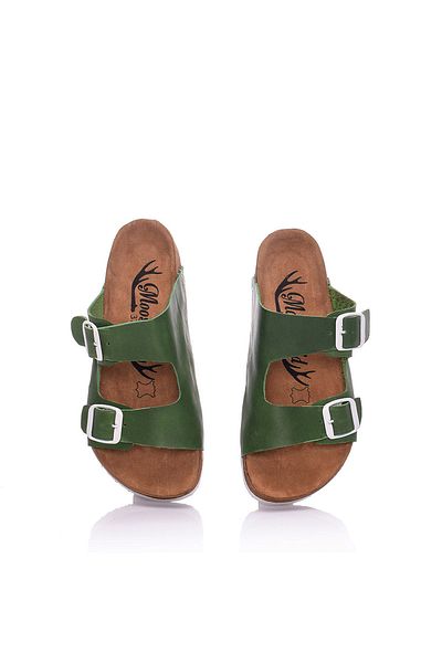 Moosefield Papuci de damă din piele naturală verde deschis