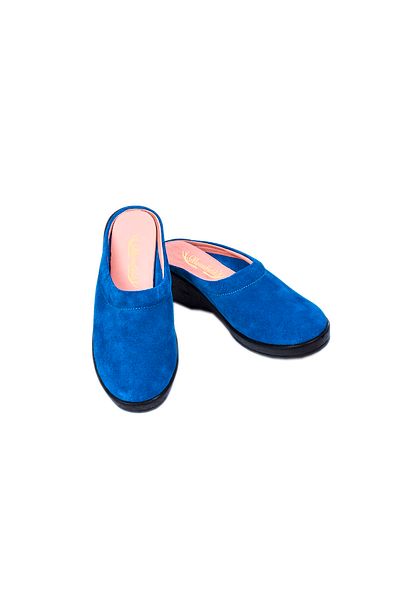 Moosefield Genuine Leather Blue Women's Slippers