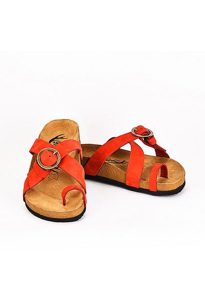 Moosefield Leather Red Women's Slippers