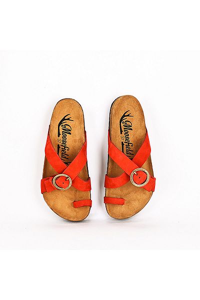 Moosefield Leather Red Women's Slippers