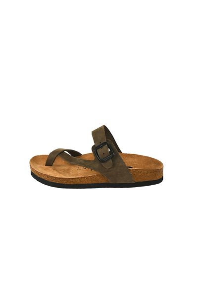 Moosefield Papuci de damă din piele naturală verde kaki