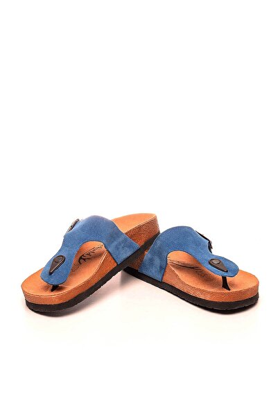 Moosefield Papuci de damă albastru din piele naturală