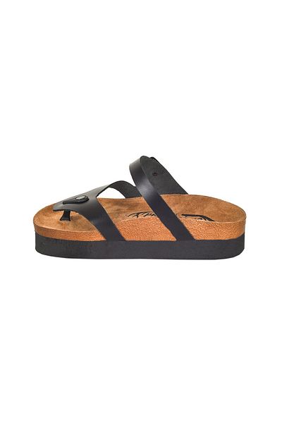 Moosefield Genuine Leather Black Women's Slippers