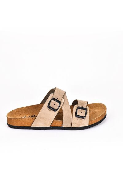 Moosefield Ανδρικές παντόφλες από γνήσιο δέρμα μπεζ