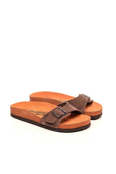 Moosefield Genuine Leather Brown Women's Slippers