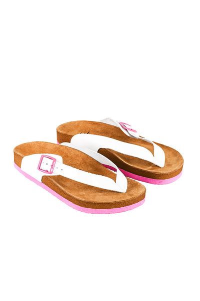 Moosefield Genuine Leather White Women's Slippers