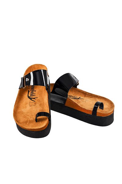 Moosefield Genuine Leather Black Women's Slippers