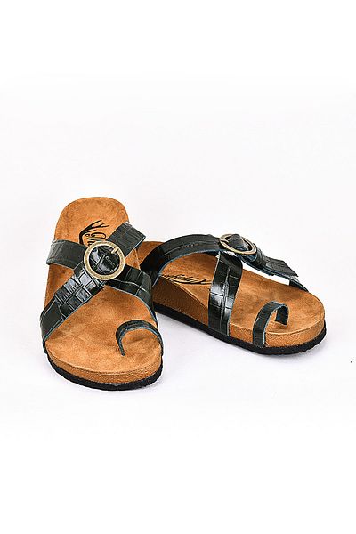 Moosefield Genuine Leather Green Men's Slippers
