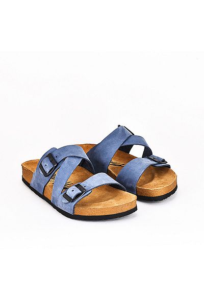 Moosefield Leather Blue Women's Slippers