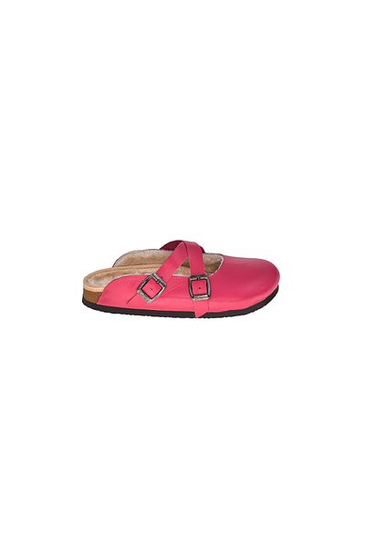 Moosefield Fuchsia Genuine Leather Furry Slippers