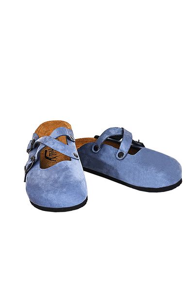 Moosefield Genuine Leather Blue Men's Slippers
