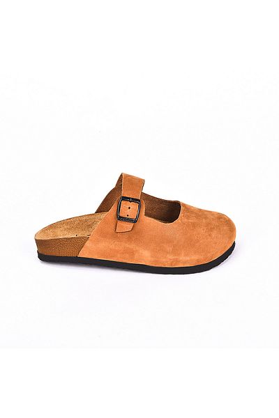 Moosefield Genuine Leather Brown Women's Slippers