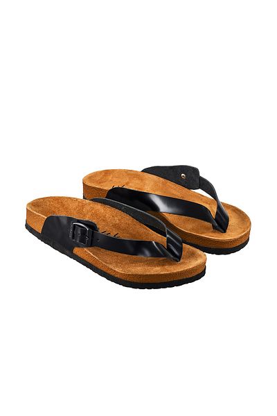 Moosefield Genuine Leather Black Women's Slippers