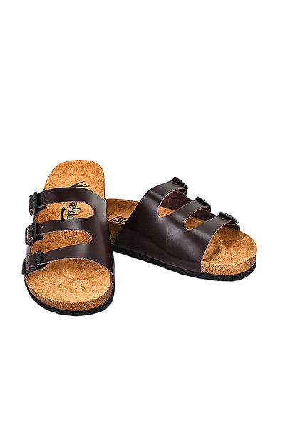 Moosefield Men's Slippers Genuine Leather Dark Brown