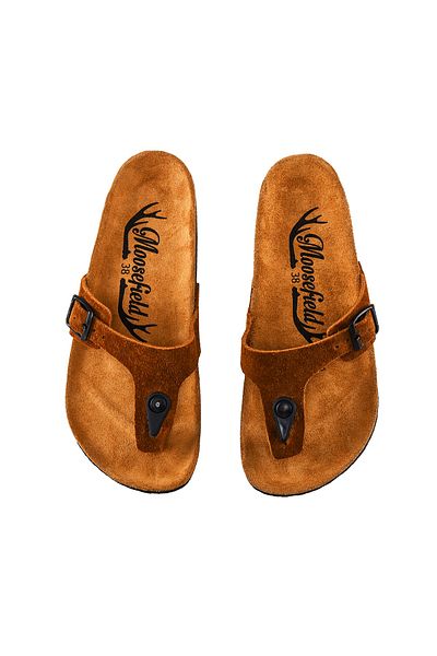Moosefield Genuine Leather Brown Women's Slippers