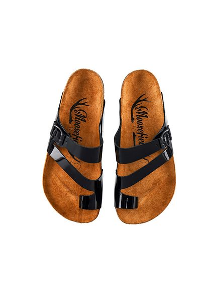 Moosefield Genuine Leather Black Women's Slippers