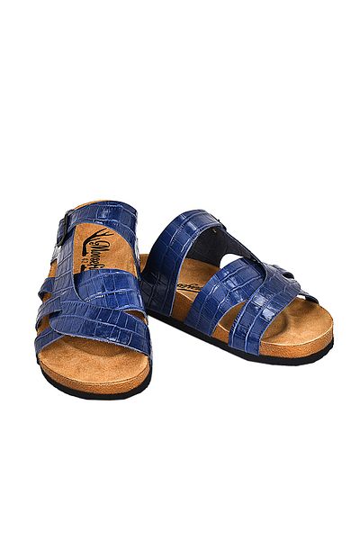 Moosefield Genuine Leather Blue Men's Slippers