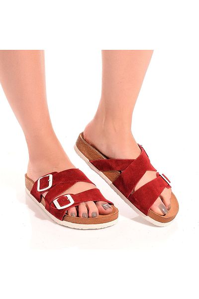 Moosefield Leather Red Women's Slippers