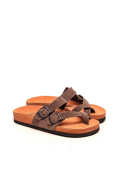 Moosefield Genuine Leather Brown Women's Slippers