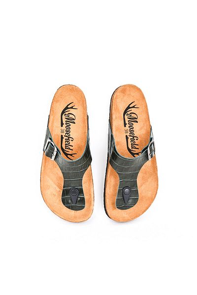 Moosefield Genuine Leather Green Women's Slippers