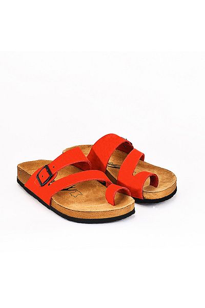 Moosefield Genuine Leather Red Women's Slippers