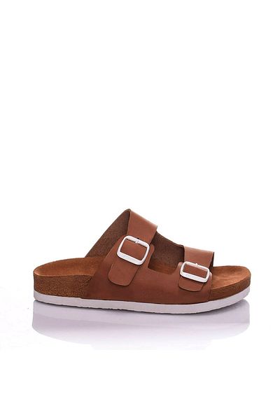 Moosefield Genuine Leather Brown Women's Slippers