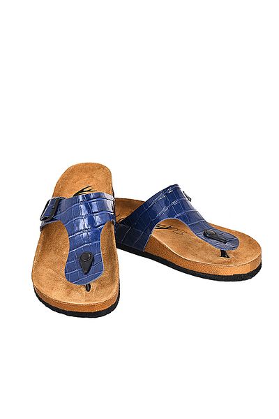 Moosefield Genuine Leather Blue Men's Slippers