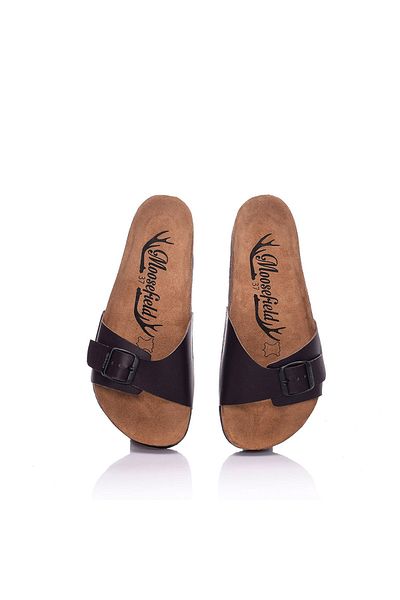 Moosefield Genuine Leather Dark Brown Women's Slippers