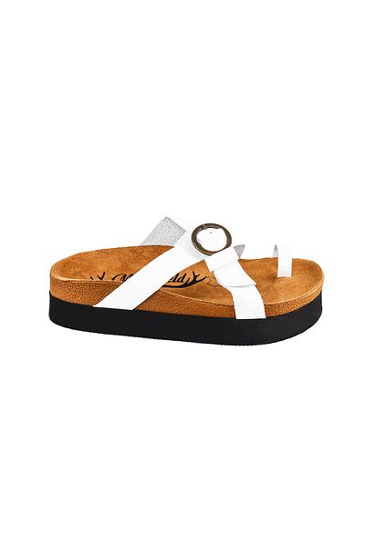 Moosefield Leather White Women's Slippers