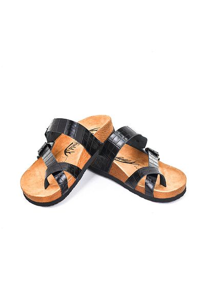 Moosefield Leather Black Women's Slippers