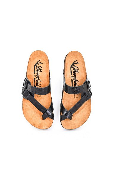 Moosefield Leather Black Women's Slippers