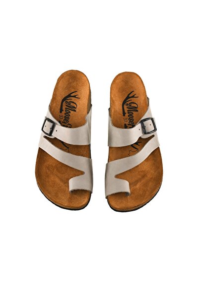 Moosefield Genuine Leather Gray Women's Slippers