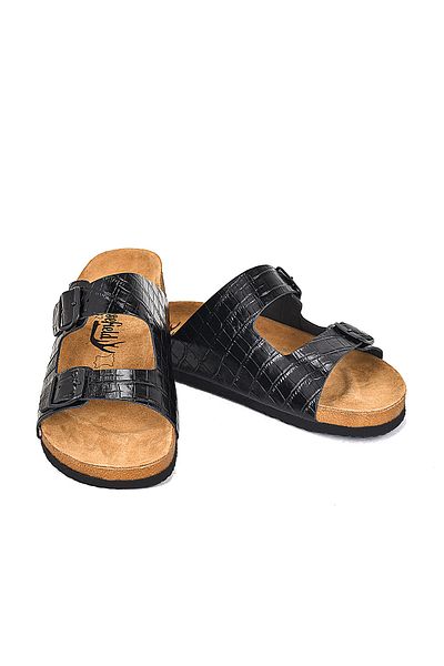 Moosefield Genuine Leather Black Men's Slippers