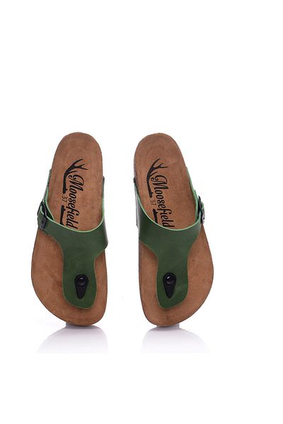 Moosefield Papuci de damă din piele naturală verde deschis
