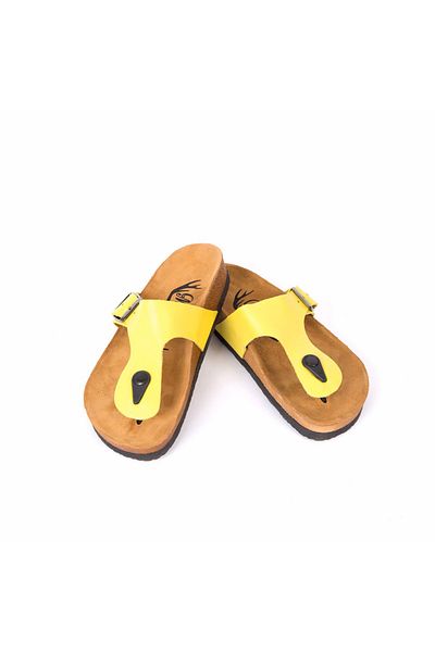 Moosefield Leather Yellow Women's Slippers