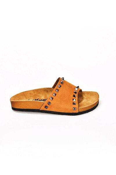Moosefield Genuine Leather Brown Women's Slippers