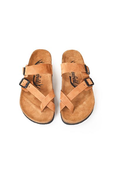 Moosefield Unisex Genuine Leather Light Brown Slippers