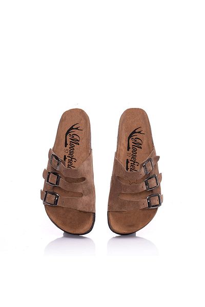 Moosefield Genuine Leather Brown Women's Slippers