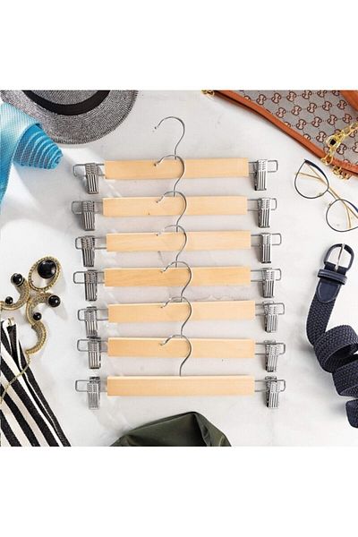 BALSA 5 Pieces Clothes and Clothing Hangers - Wooden Peg Hanger Pants Hanger