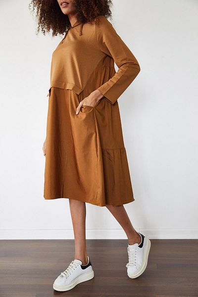 XHAN Kleid - Braun - A-Linie