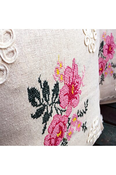 Yavuz Tekstil 160x600cm Pembe Kanaviçe Dantelli Yuvarlak Masa Örtüsü